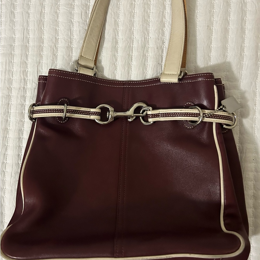 Vintage Coach Burgundy Leather Tote Bag